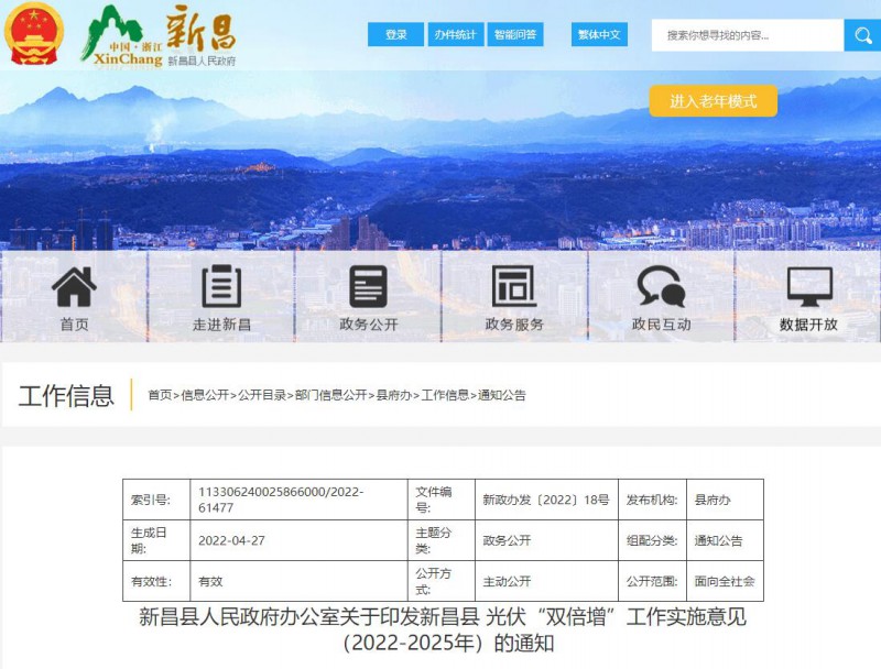 浙江新昌：大力推進(jìn)工商業(yè)建筑屋頂光伏，全縣現(xiàn)有黨政機(jī)關(guān)、事業(yè)單位等公共建筑屋頂實(shí)現(xiàn)100%安裝