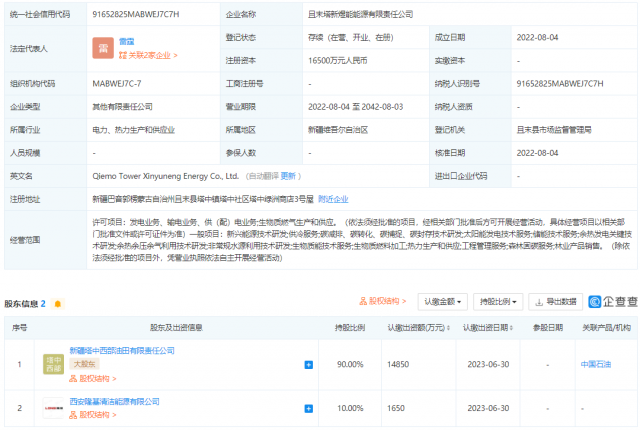 中國石油、隆基投資成立能源公司